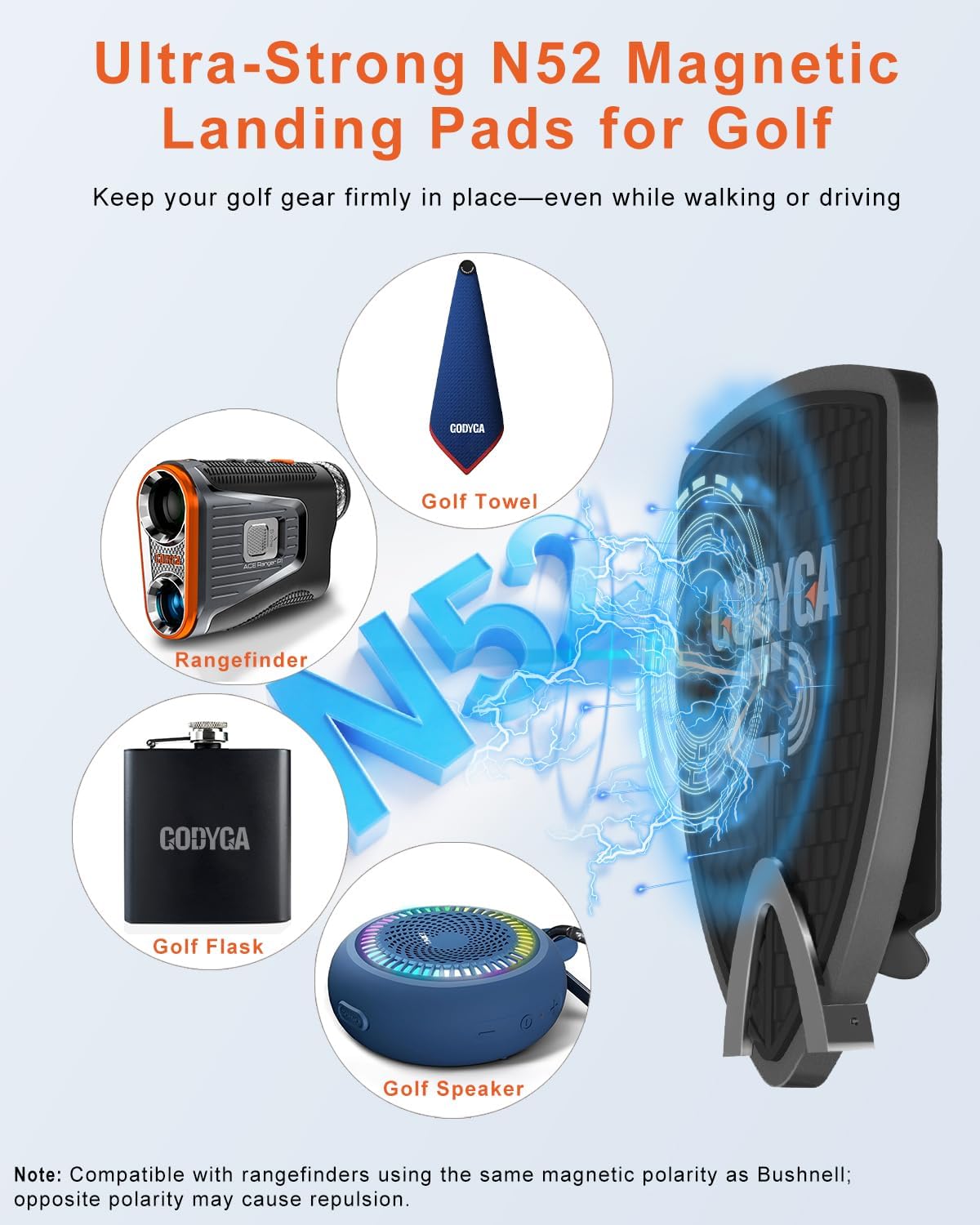 GODYGA golf bag clip with rust-proof aluminum for durability.