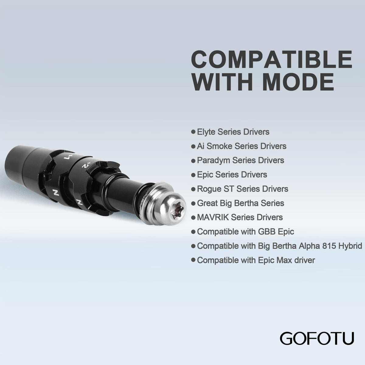 Gofotu 335 sleeve adapter fits Paradym for easy loft and lie tweaks.