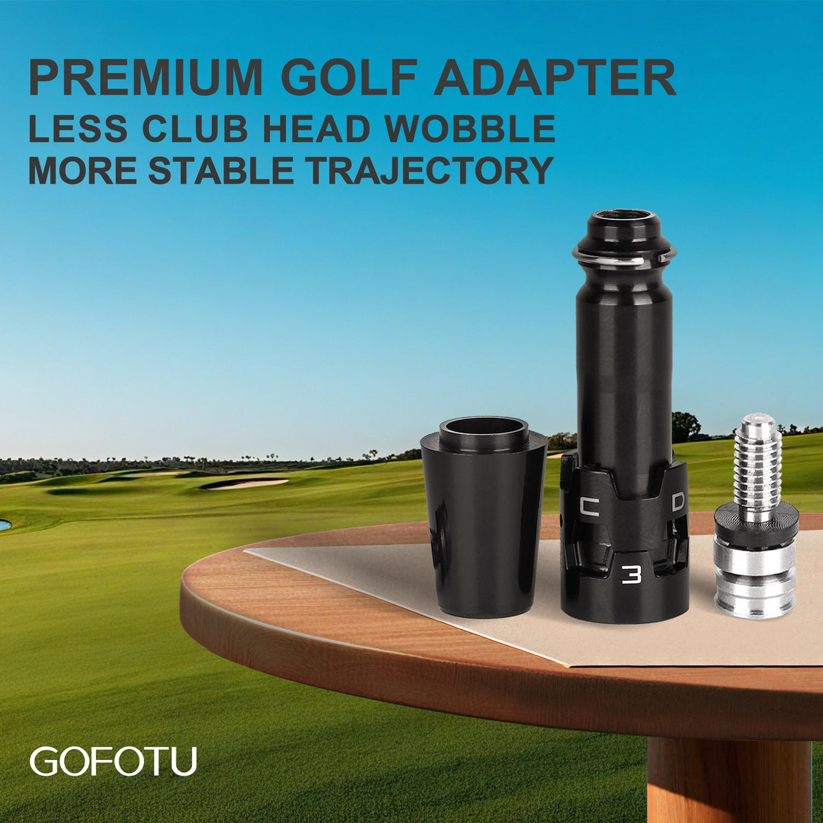 Gofotu adapter sleeve includes ferrule, washer, and screw for secure assembly