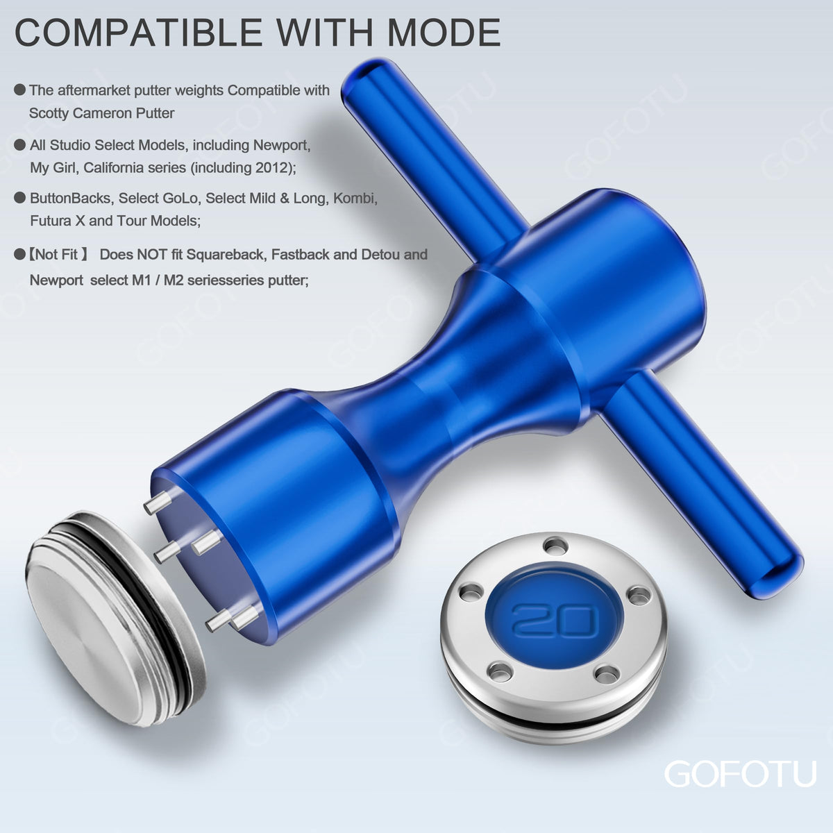 Gofotu CX-02 putter weights compatibility with Titleist Scotty Cameron Newport