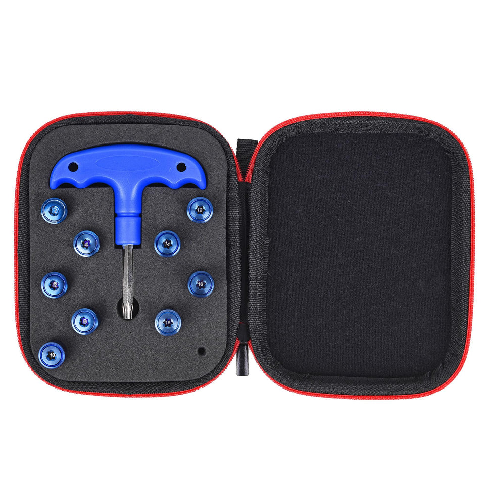 Gofotu golf weights close-up showing the 9-piece set for customizable swing weight