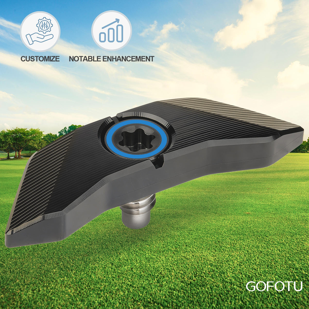 Gofotu TSR2/TSR4 compatibility image shows versatile fit for Titleist clubs and fairways.