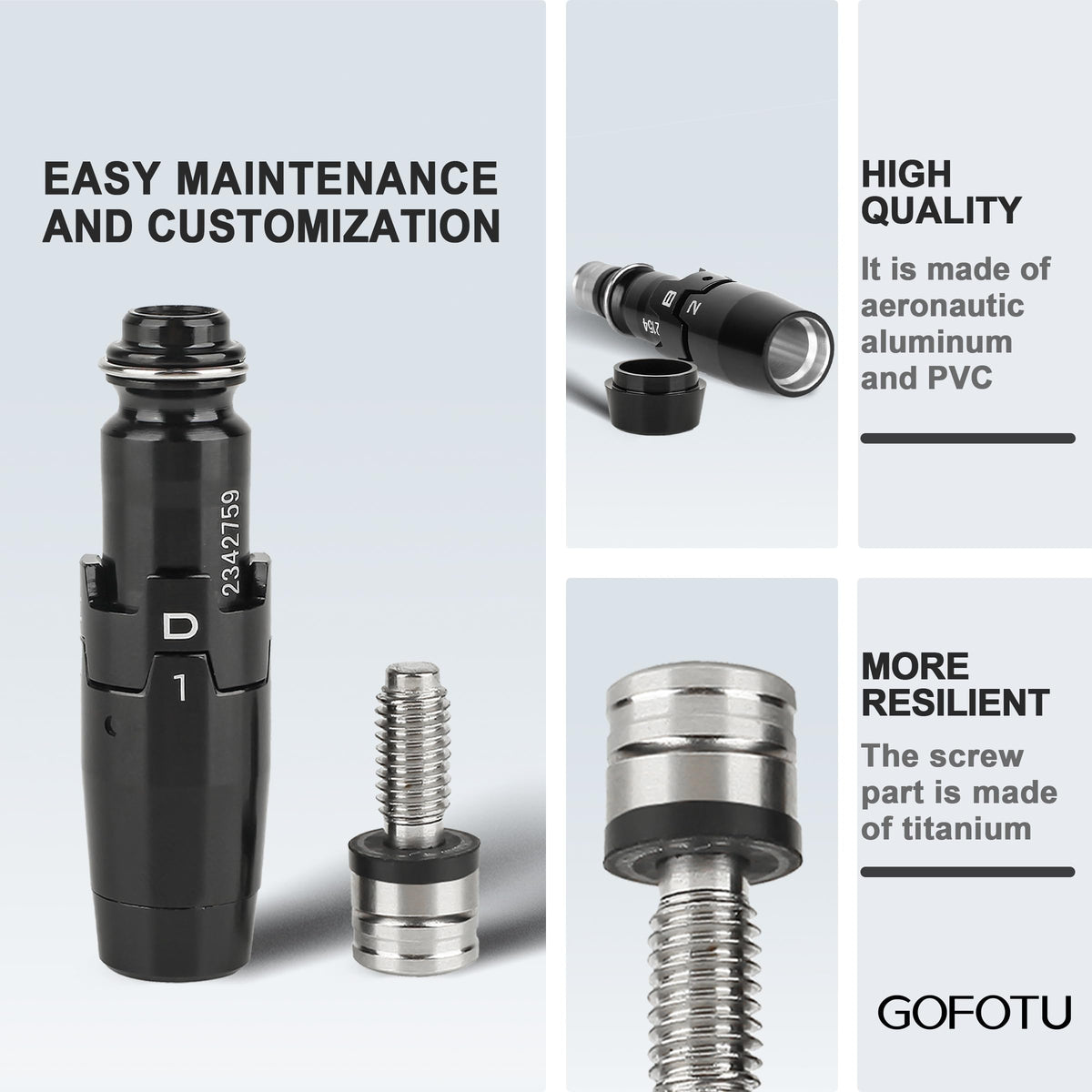 Two-piece set provides spare adapters for future clubs.