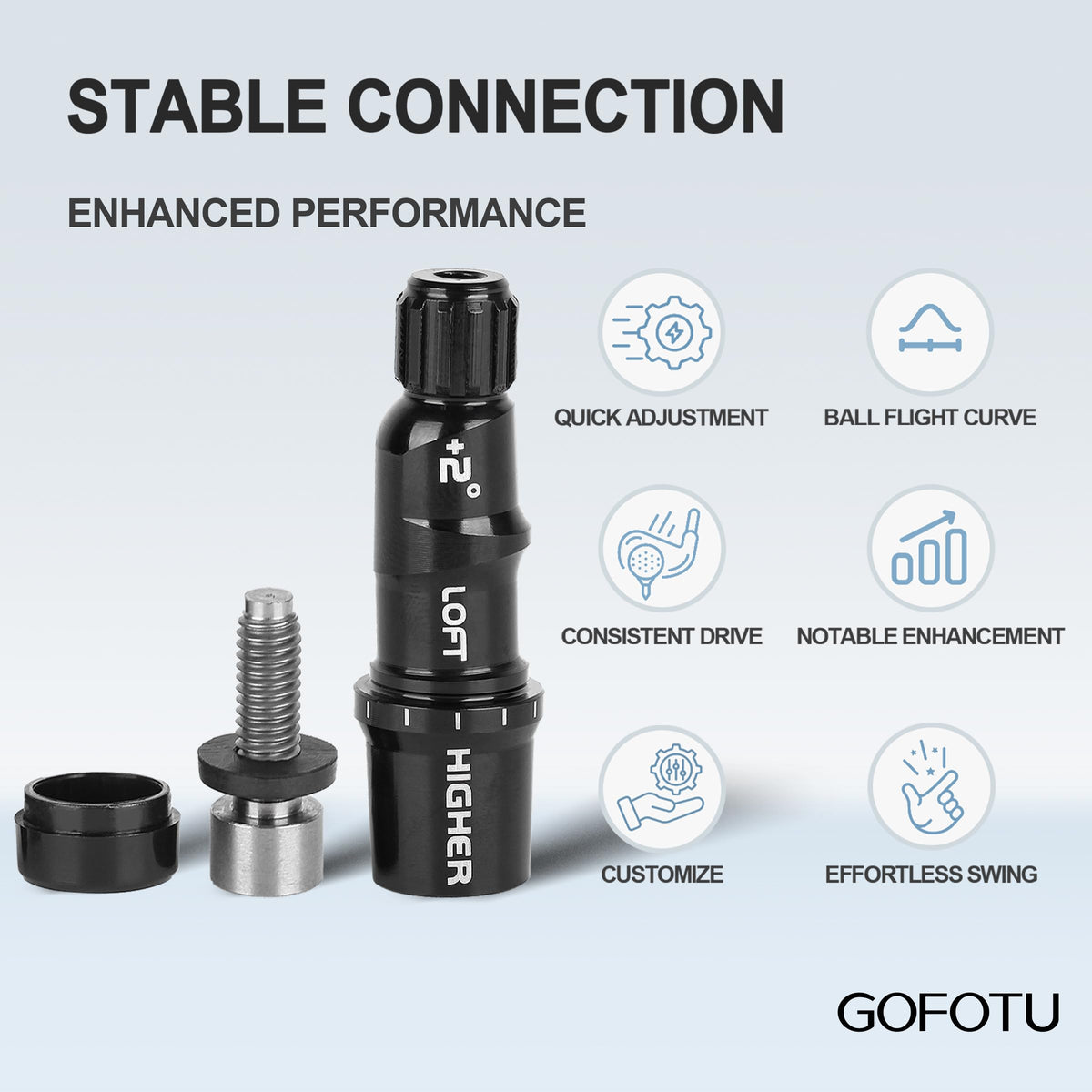 Gofotu two-pack adapters for versatile head-shaft pairing
