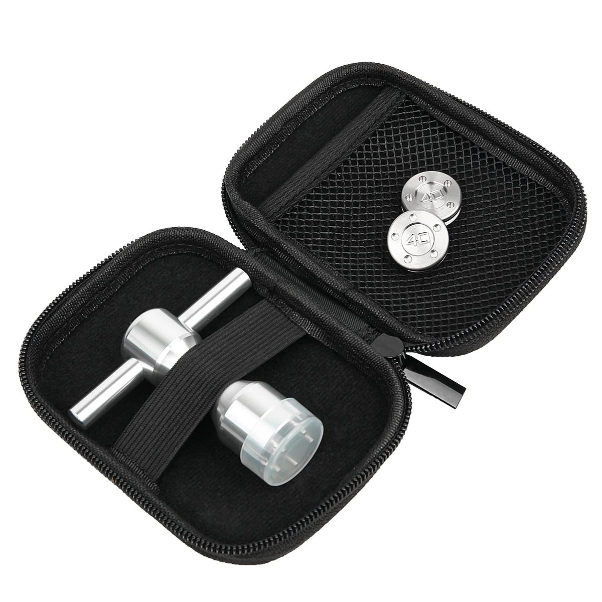 Gofotu wrench and case for quick, secure weight adjustments on the course.