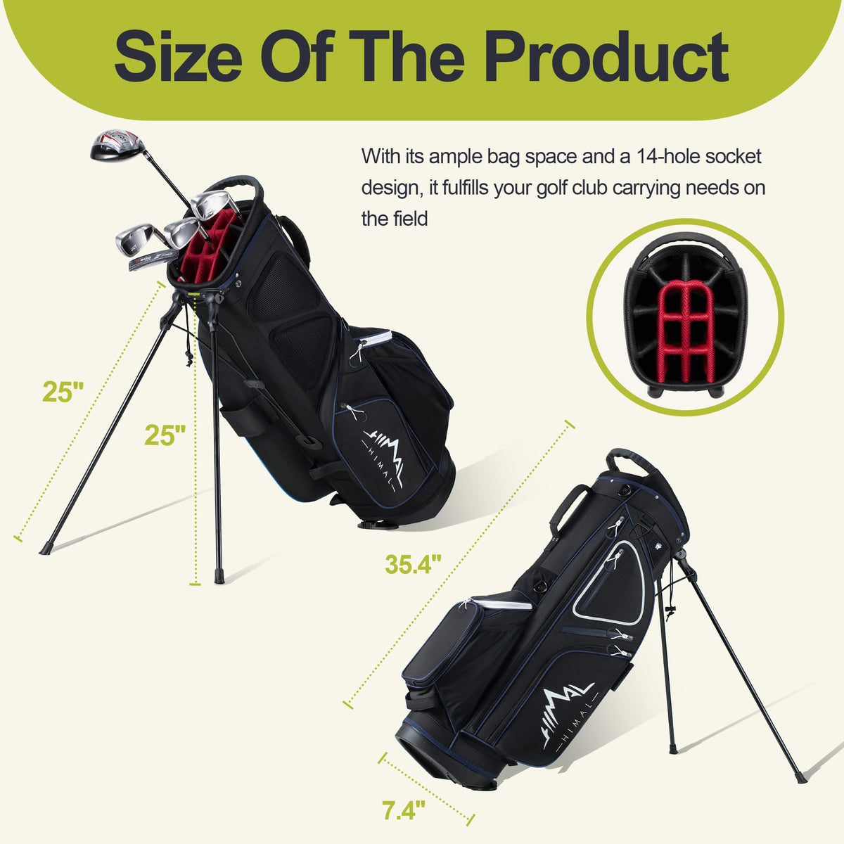 GoHimal golf stand bag with ergonomic straps reduces shoulder strain on long walks.