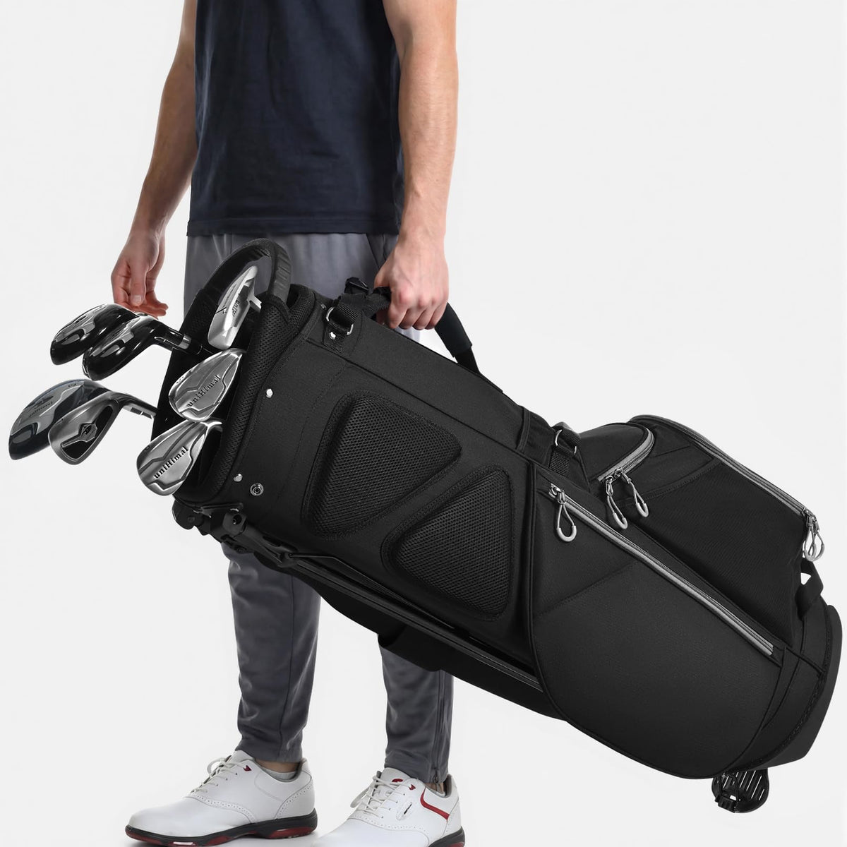 GoHimal golf stand bag side pocket storage for handy accessories.