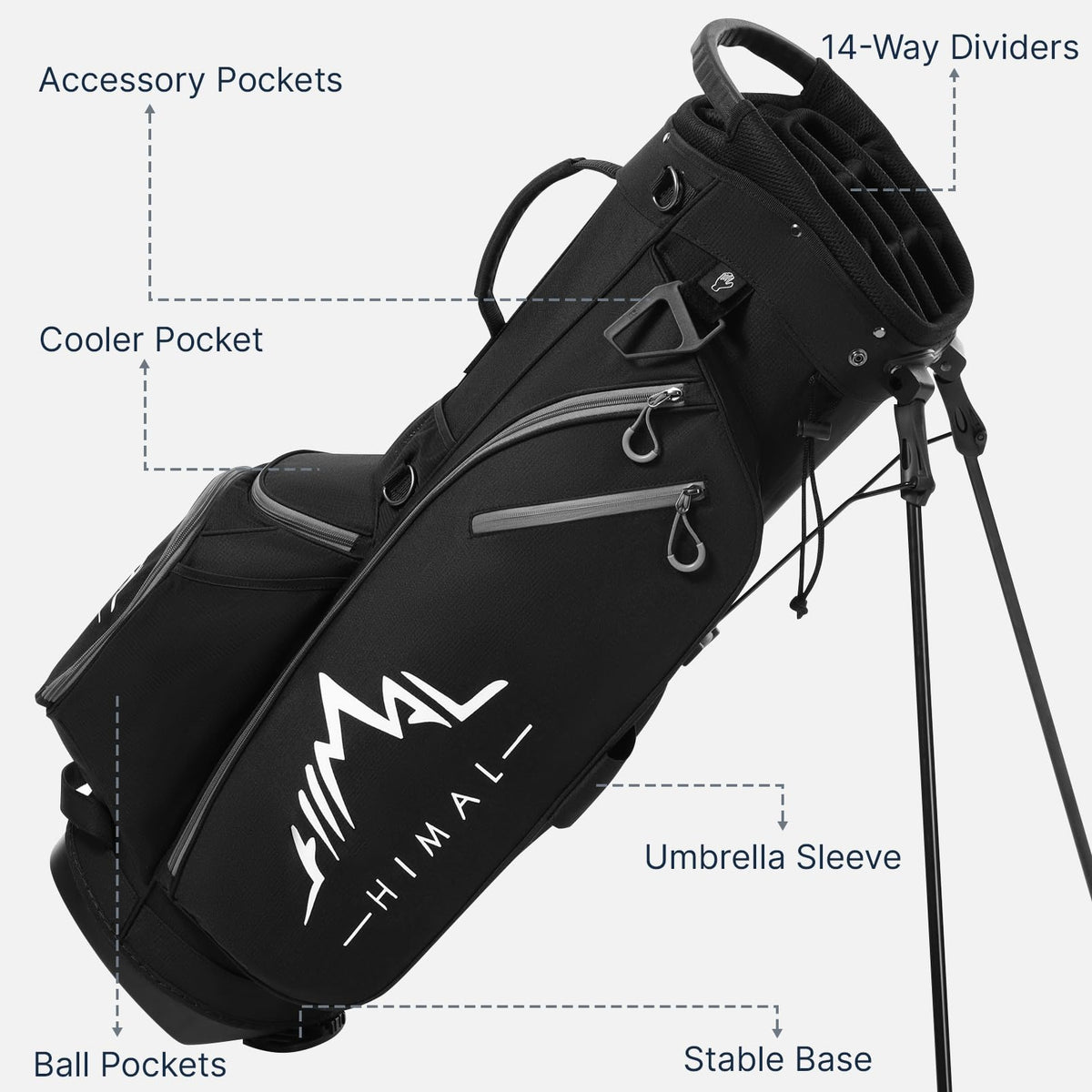 GoHimal lightweight golf bag with padded dual strap system comfort.