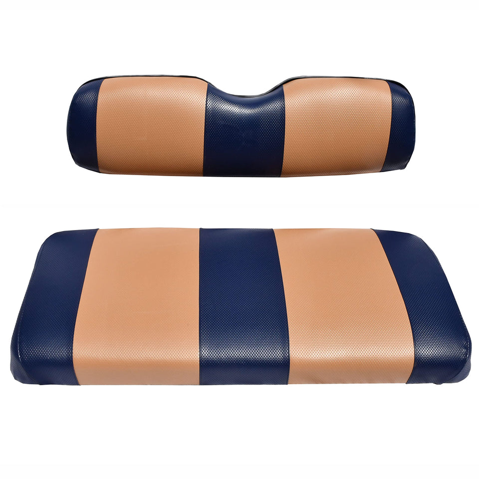 GOLF BALL DIVERS EZGO TXT seat cover blue and tan with UV protection for fresh look