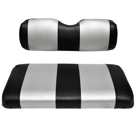 Golf Ball Divers EZGO TXT seat cover front view, durable marine vinyl protects against fading