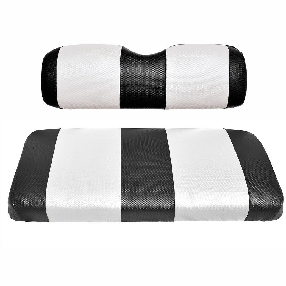 GOLF BALL DIVERS EZGO TXT seat cover front view with UV-protected marine vinyl.