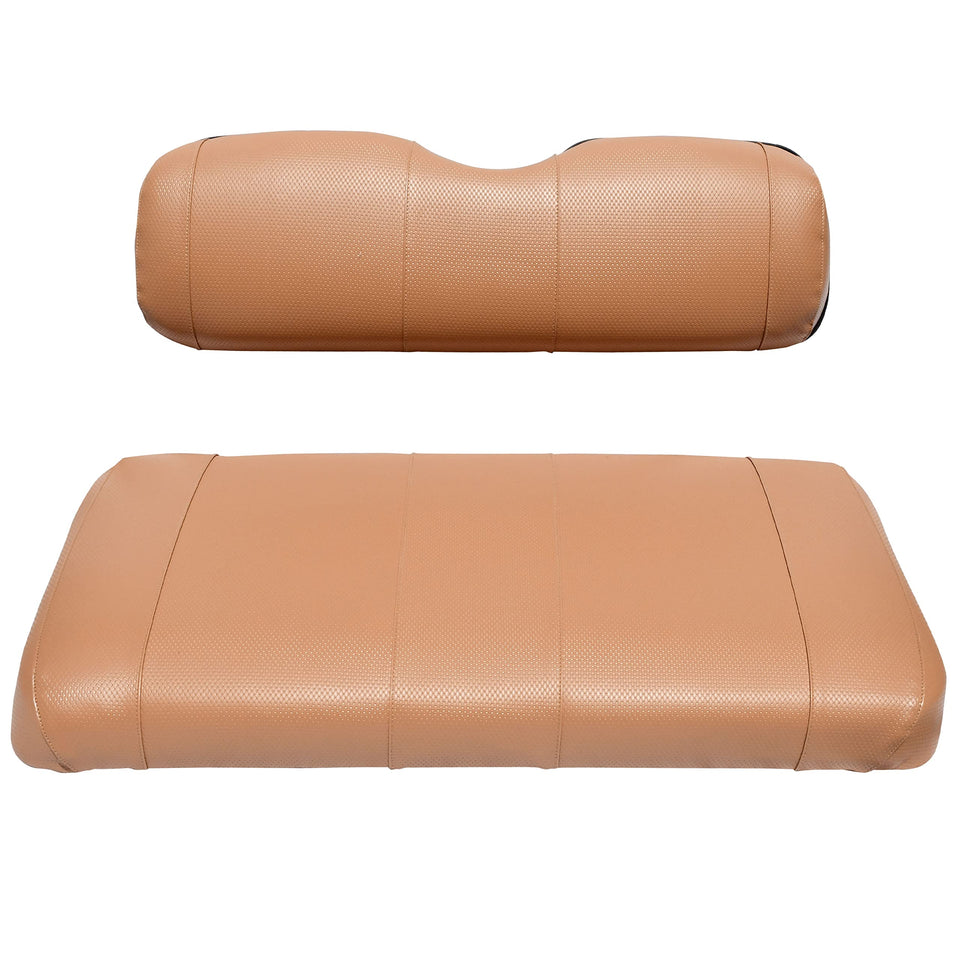 Golf Ball Divers EZGO TXT seat cover front view in durable marine vinyl.