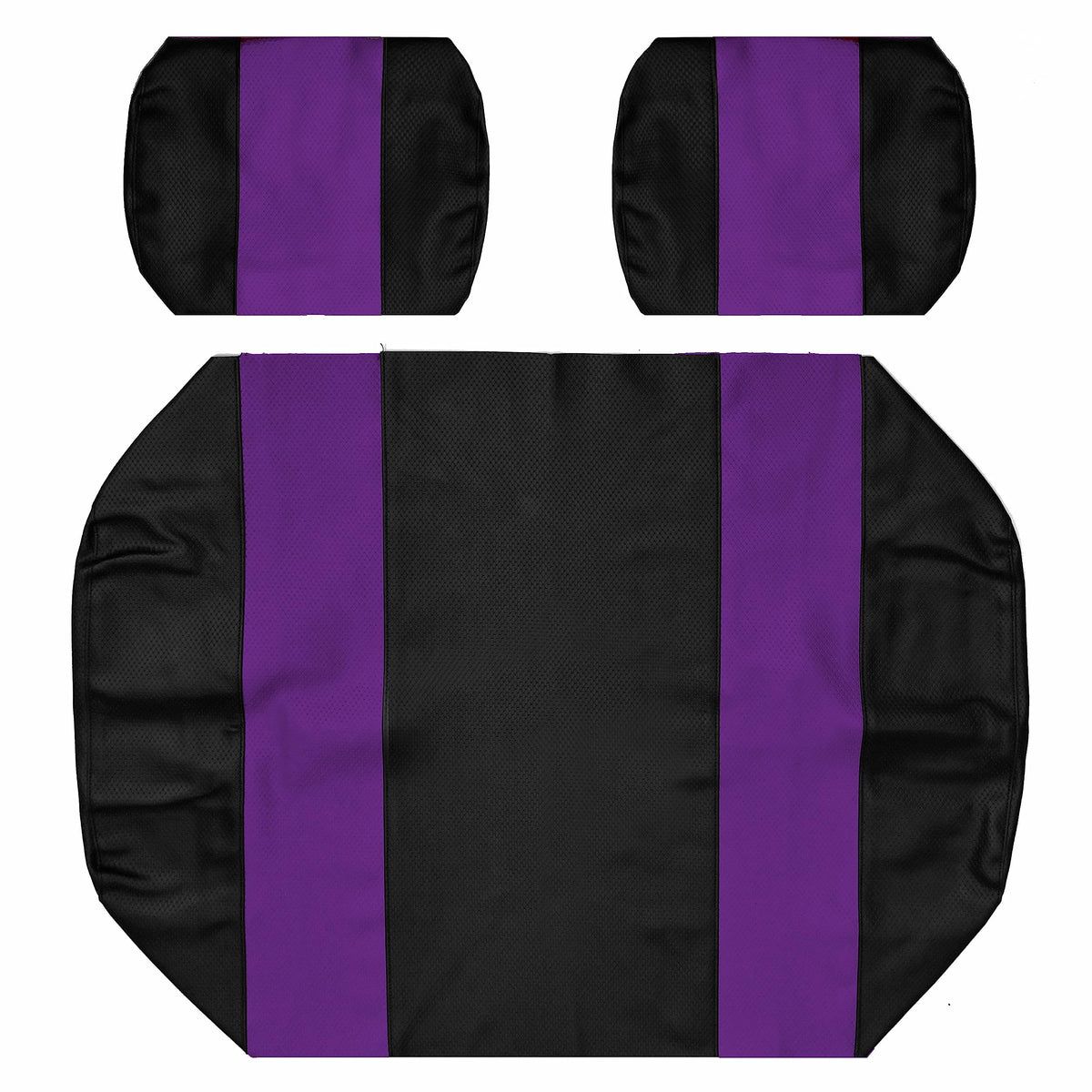 Golf Ball Divers front bench seat cover in black and purple with marine vinyl durability.