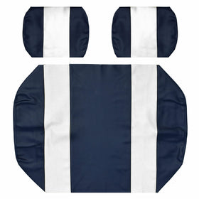 Golf Ball Divers EZGO Marathon front seat cover in blue-white with UV protection and quick install.