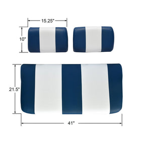 Golf Ball Divers EZGO Marathon rear seat cover in blue-white offers water resistance and easy stapled fit.