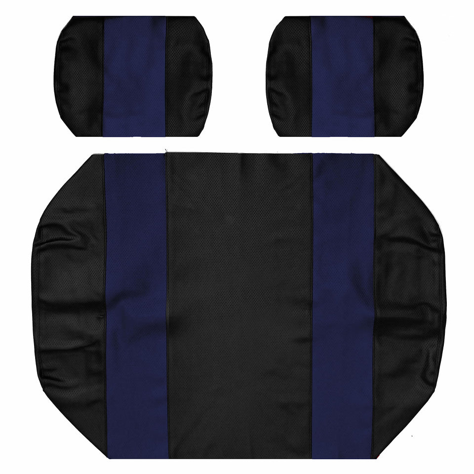 GOLF BALL DIVERS front bench seat cover in black-blue, UV-resistant marine vinyl for lasting color