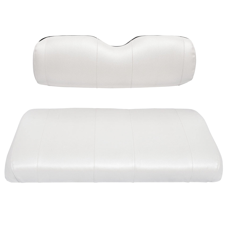 GOLF BALL DIVERS seat cover on Club Car front bench seat in white for durable protection