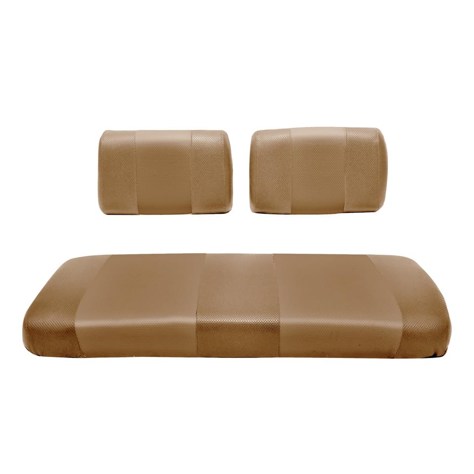 Golf Ball Divers seat cover in tan for front bench seats adds durable marine vinyl protection.