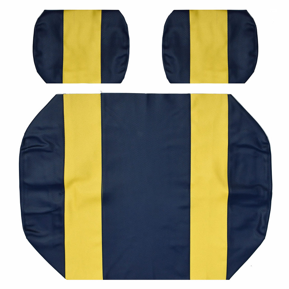 GOLF BALL DIVERS seat cover for Yamaha G-16 front bench in blue and yellow, protects against wear