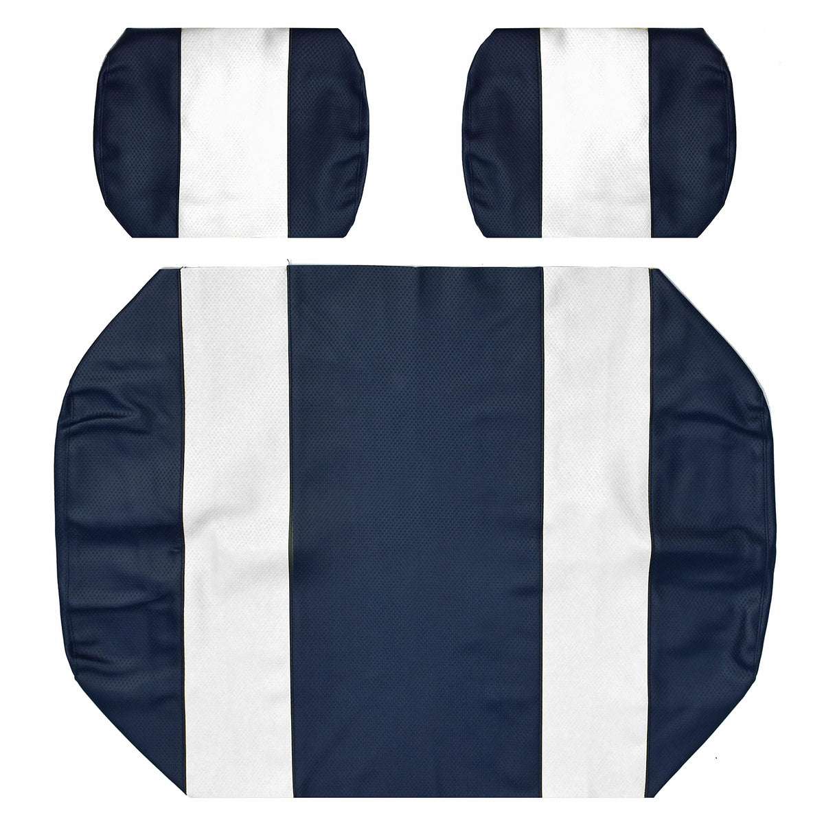 Golf Ball Divers seat cover for Club Car DS front bench; blue and white, durable upgrade