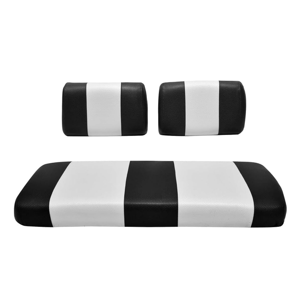 Golf Ball Divers Yamaha G-2/G-9 front bench seat cover in black and white protects cushions from wear.