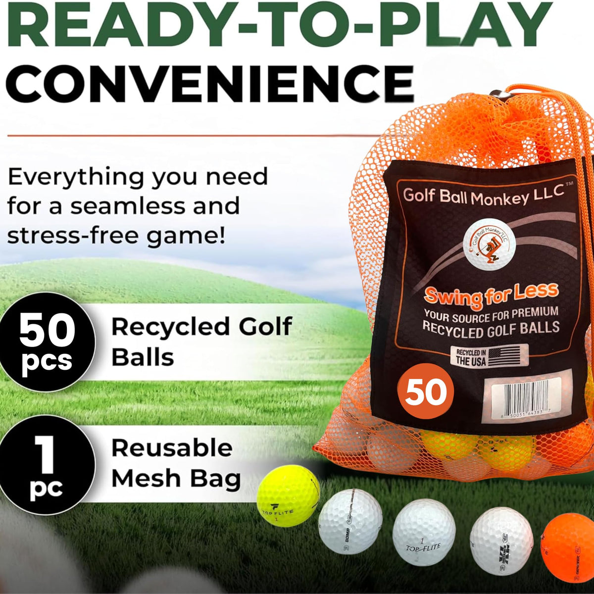 Golf Ball Monkey Hammer Empower XL Top Flite ball close-up highlighting durability.