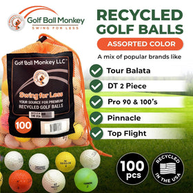 Golf Ball Monkey mesh-bag storage for bulk balls.