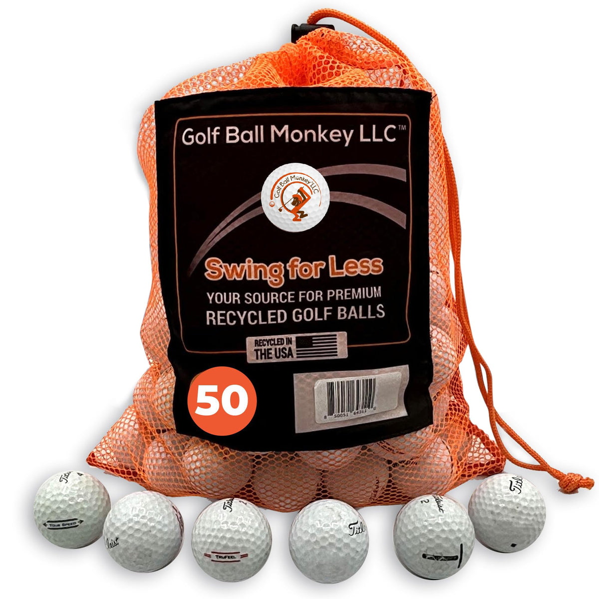Golf Ball Monkey titleist bulk mix 50pack with mesh bag for easy practice sessions.