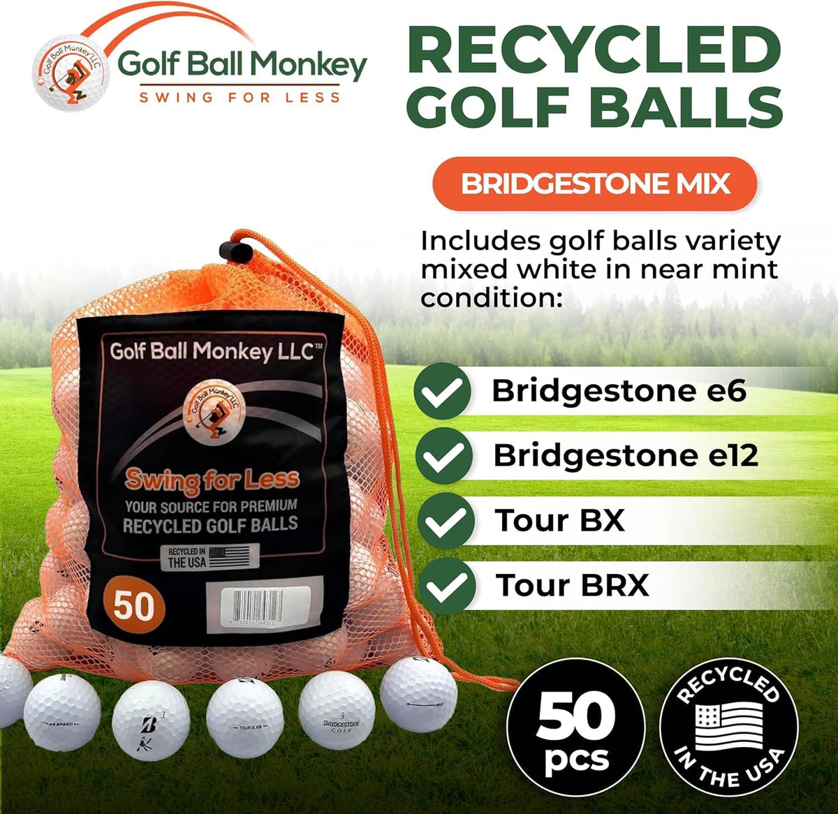 Golf Ball Monkey used Bridgestone e6/e12 bulk balls ready for range sessions.