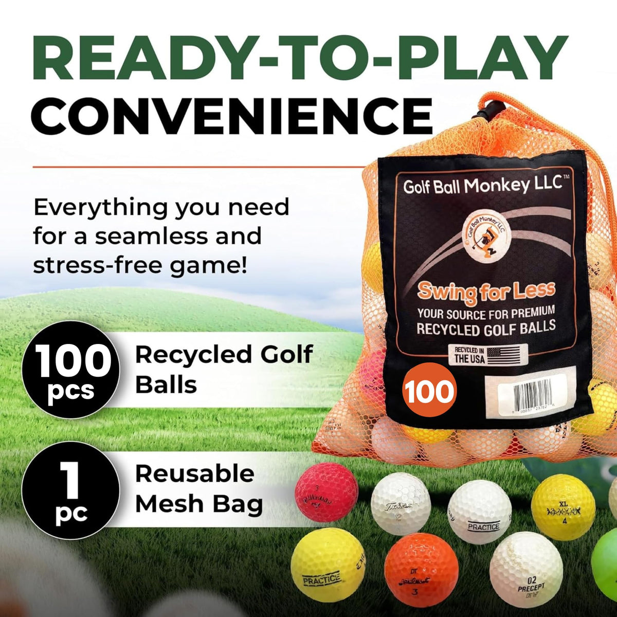 Used range balls bulk from Golf Ball Monkey for repeat practice.