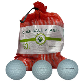 Golf Ball Planet 50-pack in mesh bag ready for practice rounds.