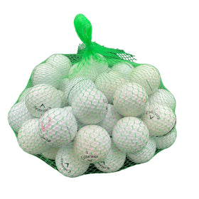Golf Ball Planet 50-pack used balls close-up shows white surfaces and 3A quality.
