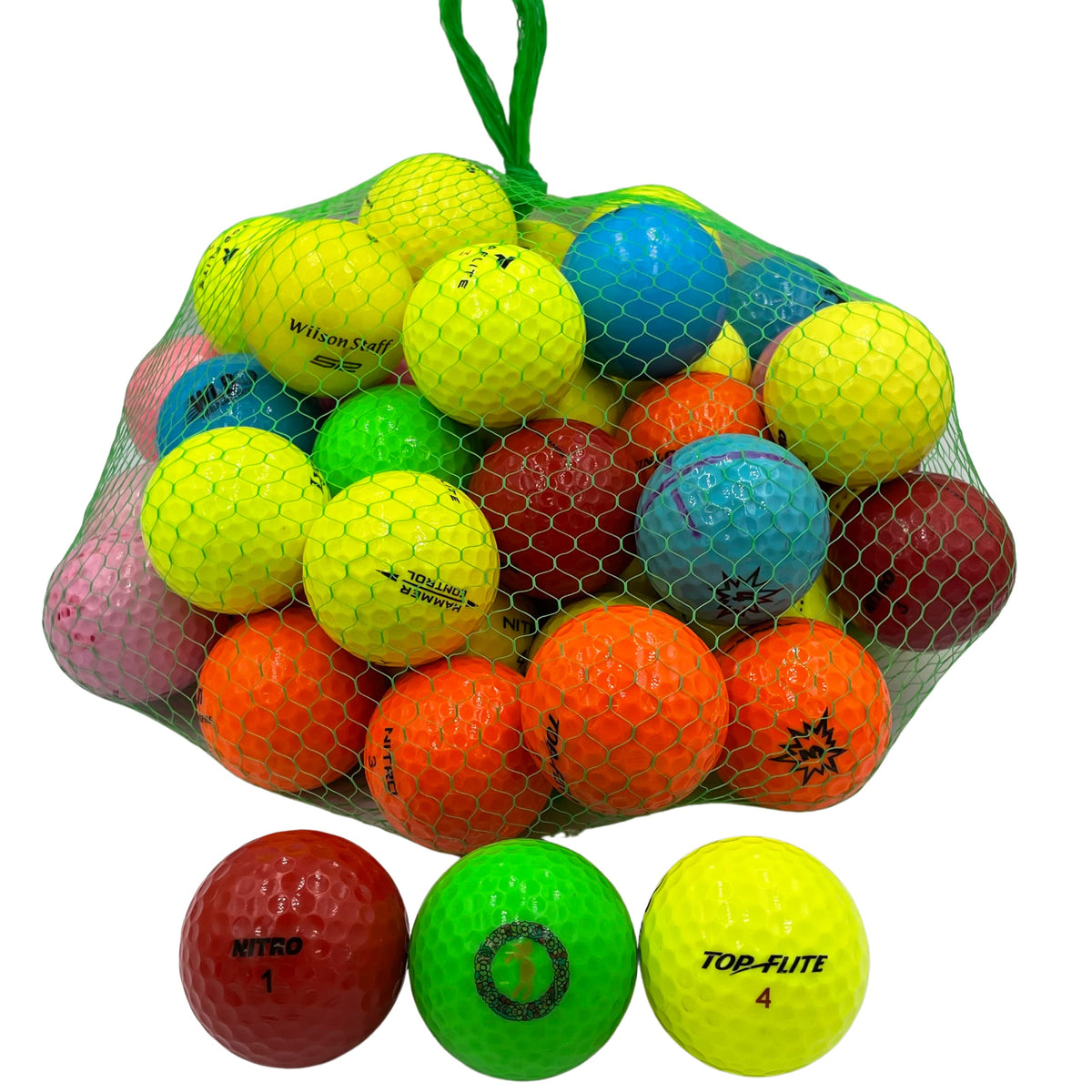Golf Ball Planet 50-pack: color-mixed used balls ready for practice
