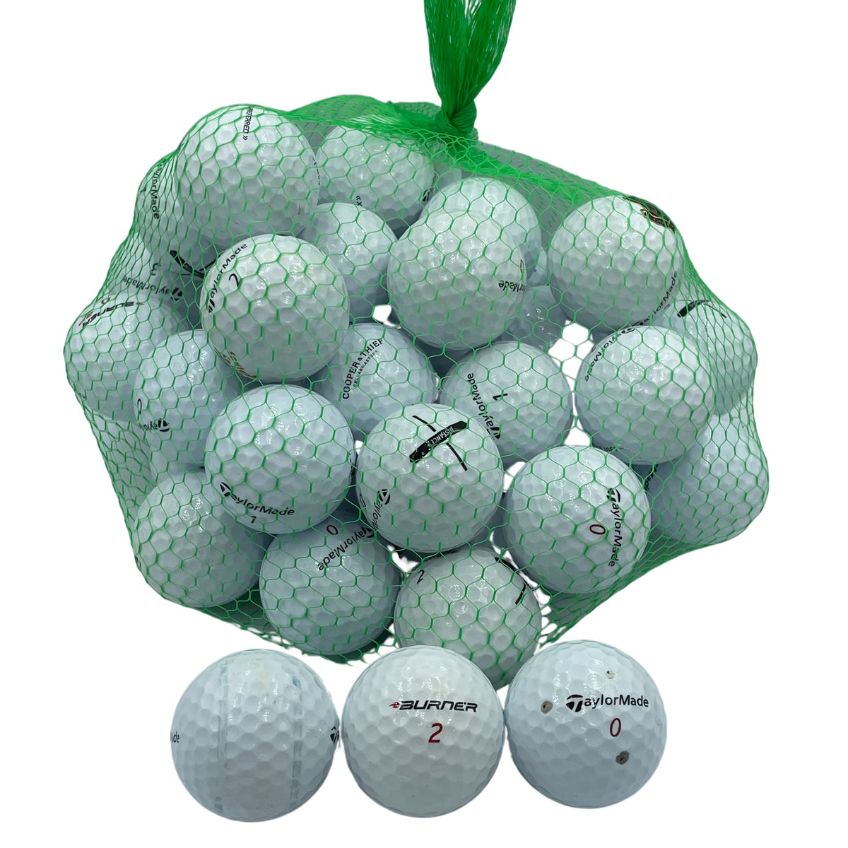 Golf Ball Planet 50-pack used Taylormade balls near mint white for practice.