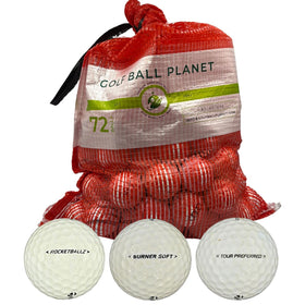 Golf Ball Planet 72-pack in mesh bag, practice-ready and easy to carry.
