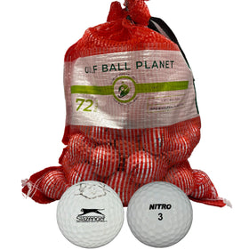 Golf Ball Planet 72 Store Line assorted golf balls for practice and play.
