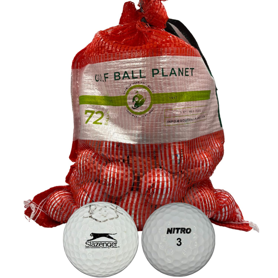 Golf Ball Planet 72 Store Line assorted golf balls for practice and play.