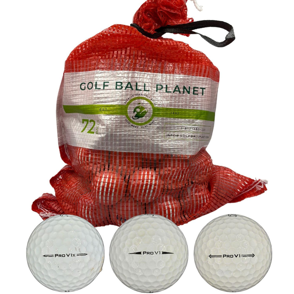 Golf Ball Planet assortment of Pro V1 and Pro V1x balls in a bag for value play