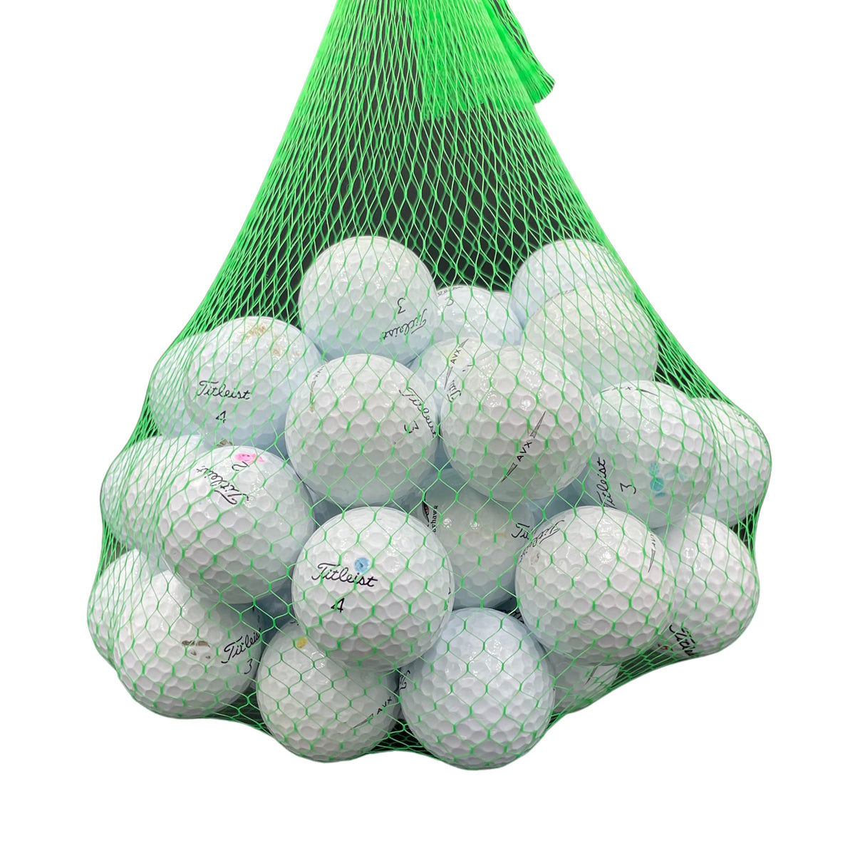 Golf Ball Planet AVX used Titleist balls 50-pack closeup for practice sessions