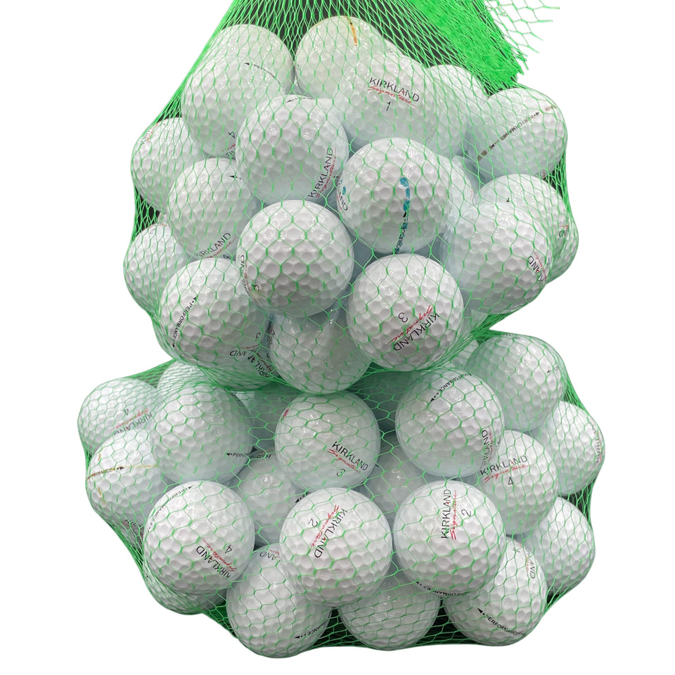 Golf Ball Planet Kirkland 4A used balls pack-shot in clean white finish