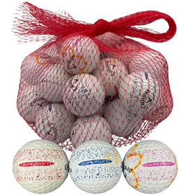 Golf Ball Planet Supersoft Splatter 360 logos show marks for personalized practice and identification.