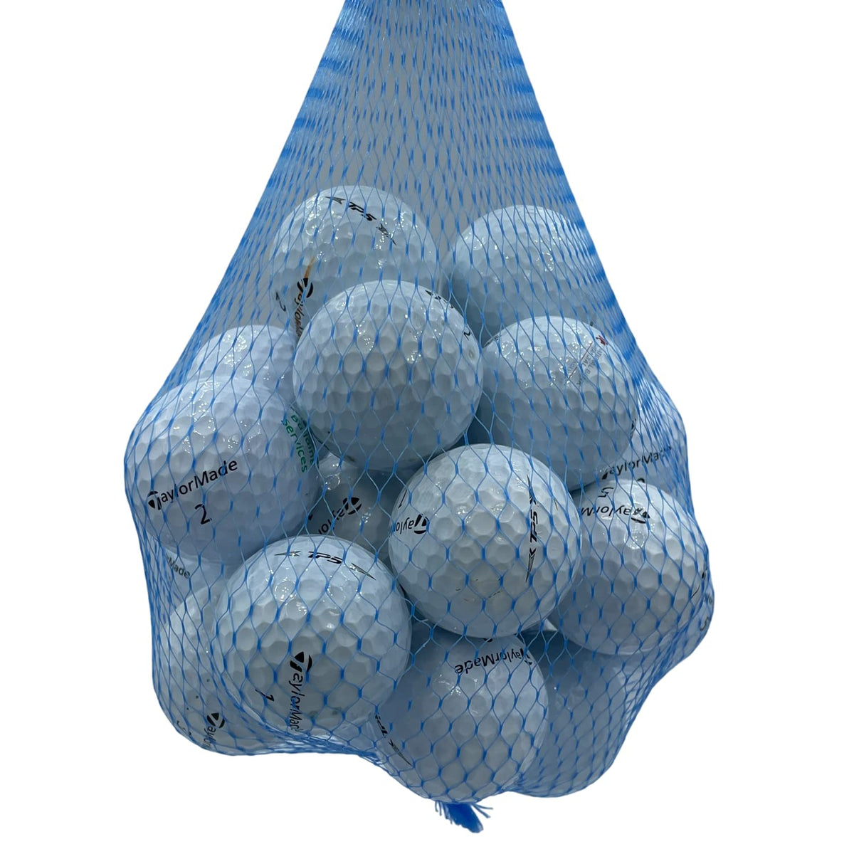 Golf Ball Planet TP5 used, front view, near mint with branding for practice rounds.