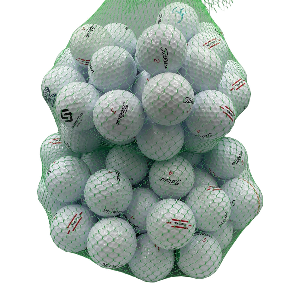 Golf Ball Planet TruFeel logo-marked balls ready for practice.