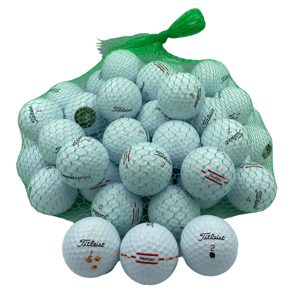 Golf Ball Planet TruFeel used balls front view for affordable practice rounds.