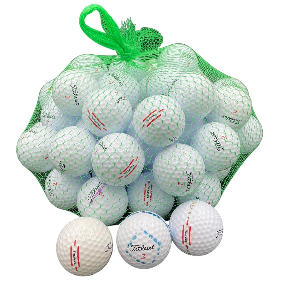 Golf Ball Planet TruFeel used balls with Titleist logos for practice sessions.
