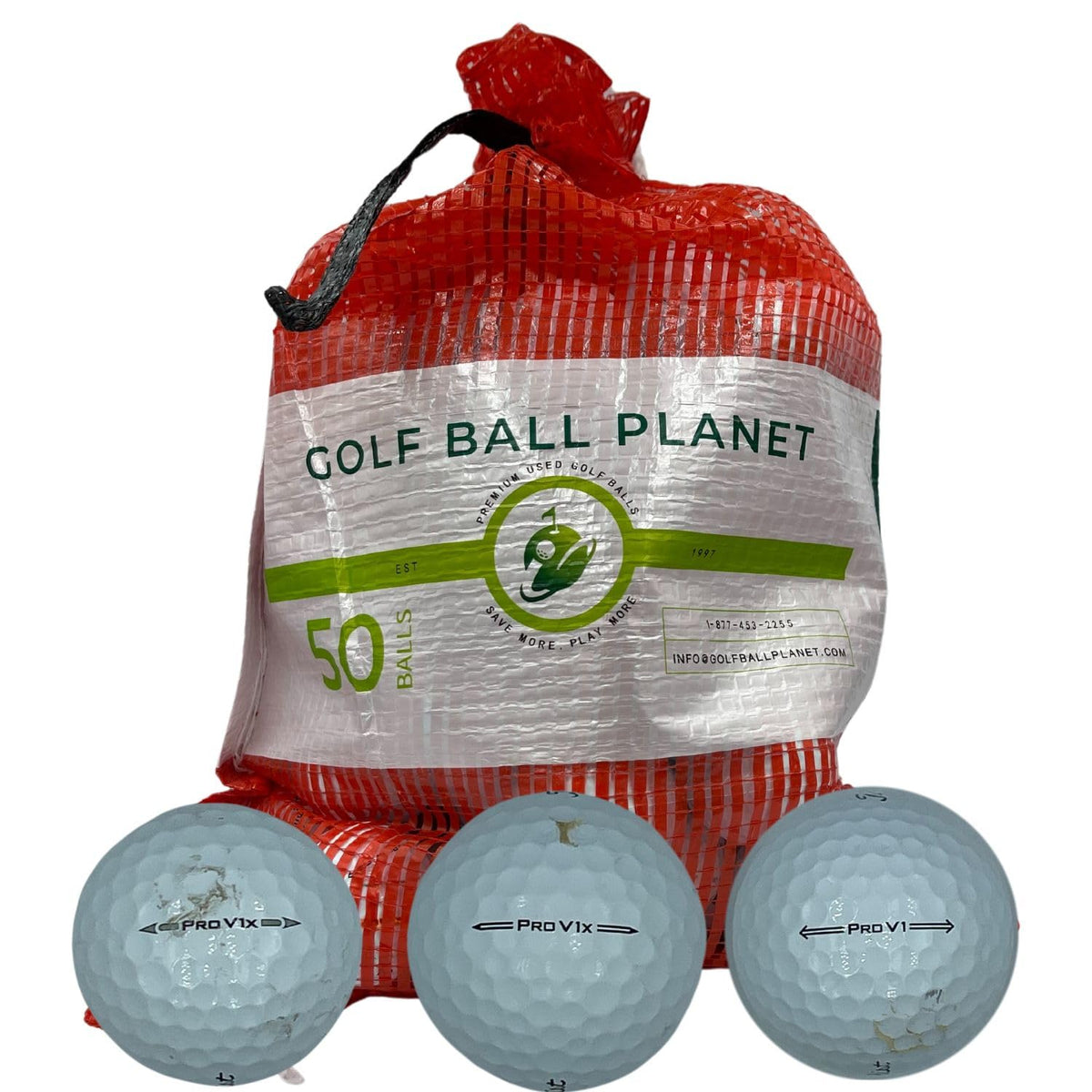 Golf Ball Planet used Pro V1 and Pro V1x in a mesh bag for affordable practice