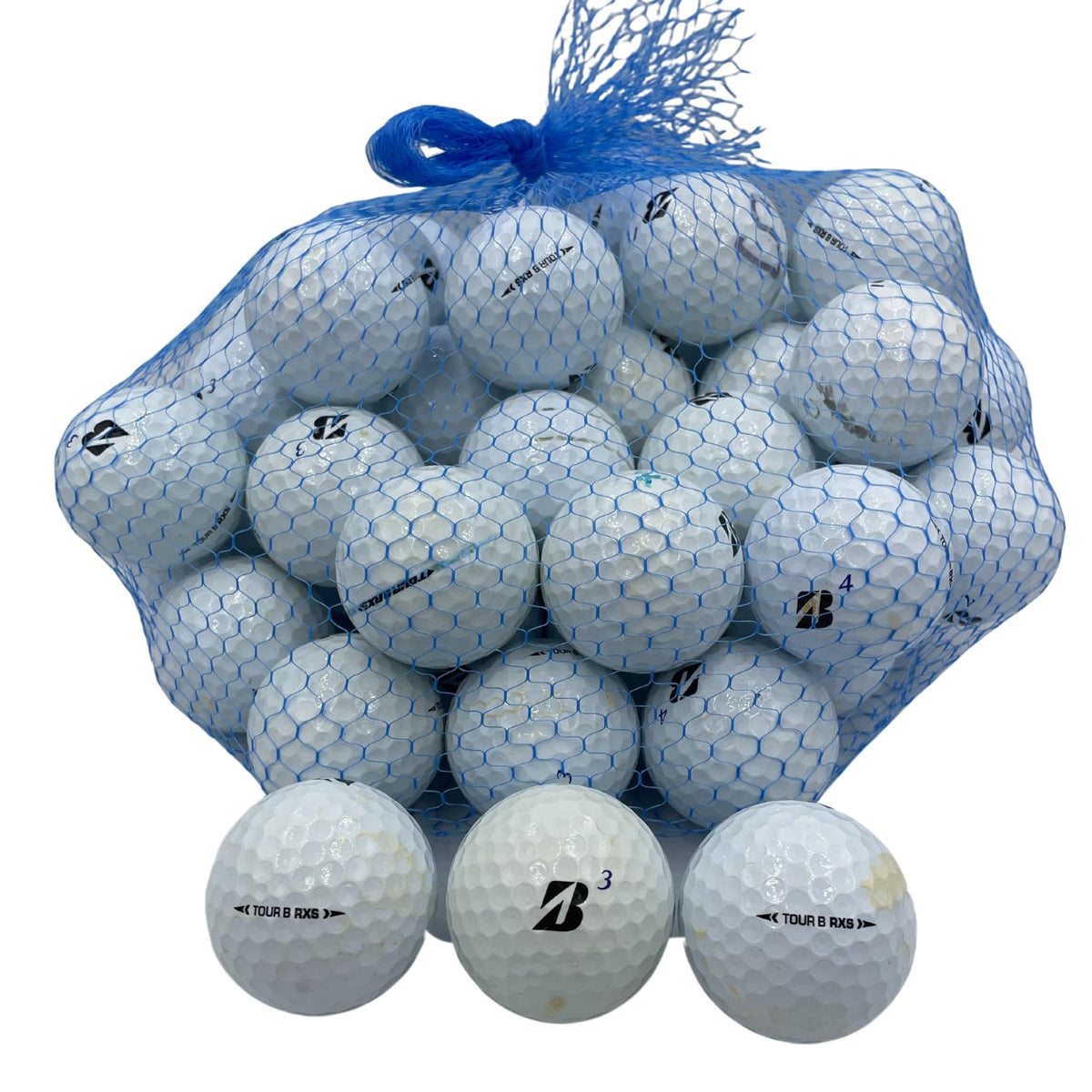Golf Ball Planet White 50 used balls, top view, ideal for practice rounds