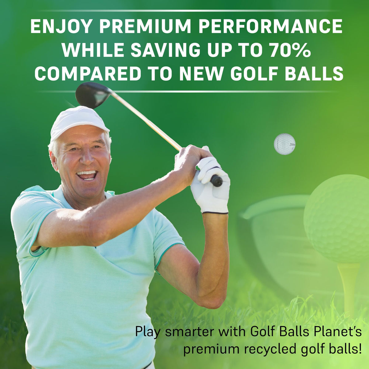 Golf Ball Planet white used balls neatly displayed for easy selection.
