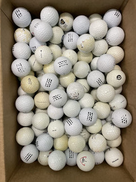 Close-up of worn Golf Ball Planet balls to illustrate practice-ready condition.