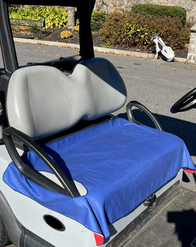 Golf Cart Essentials Plaid seat cover adds stylish protection.
